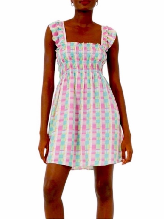 French Connection Dresses & Skirts - French Connection Bibiana Check Pastel Plaid Mini Dress - Pink & Mint - 12